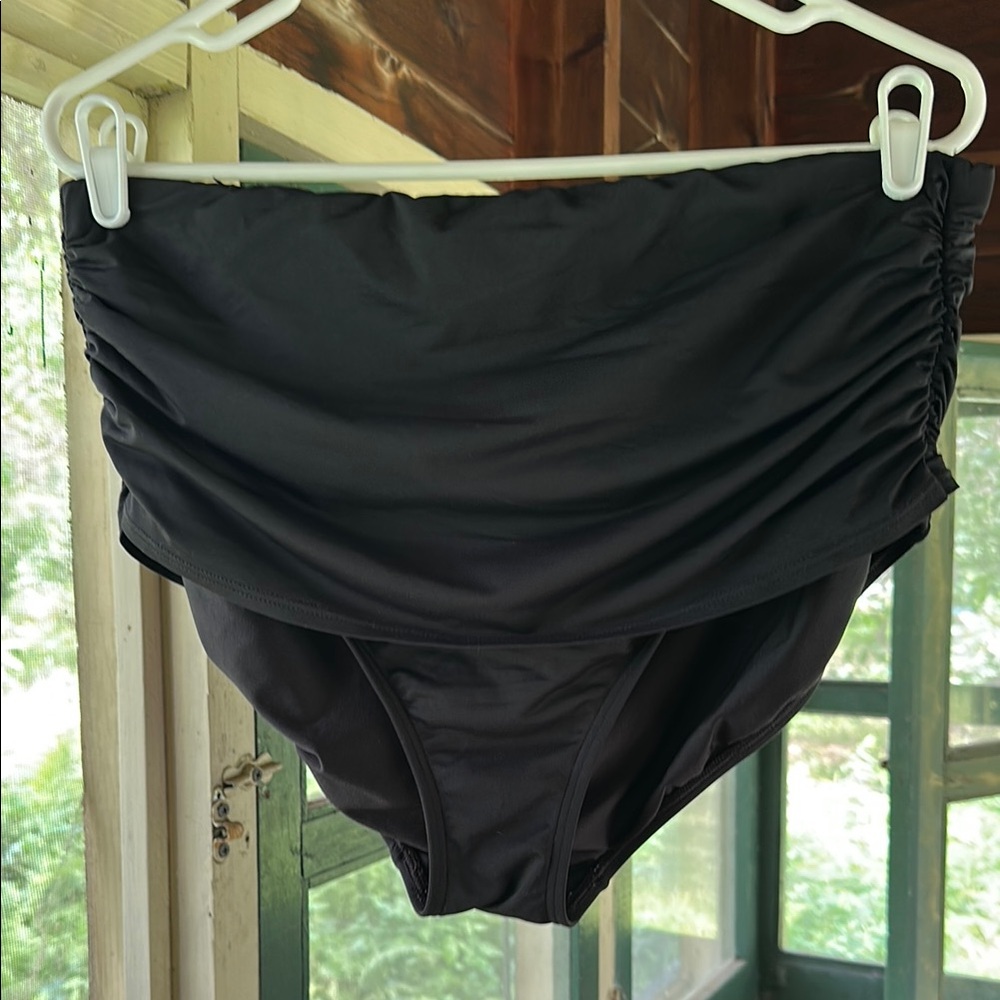 Lands' End Bikini  Foldover Classic Cut Black Bottom 14